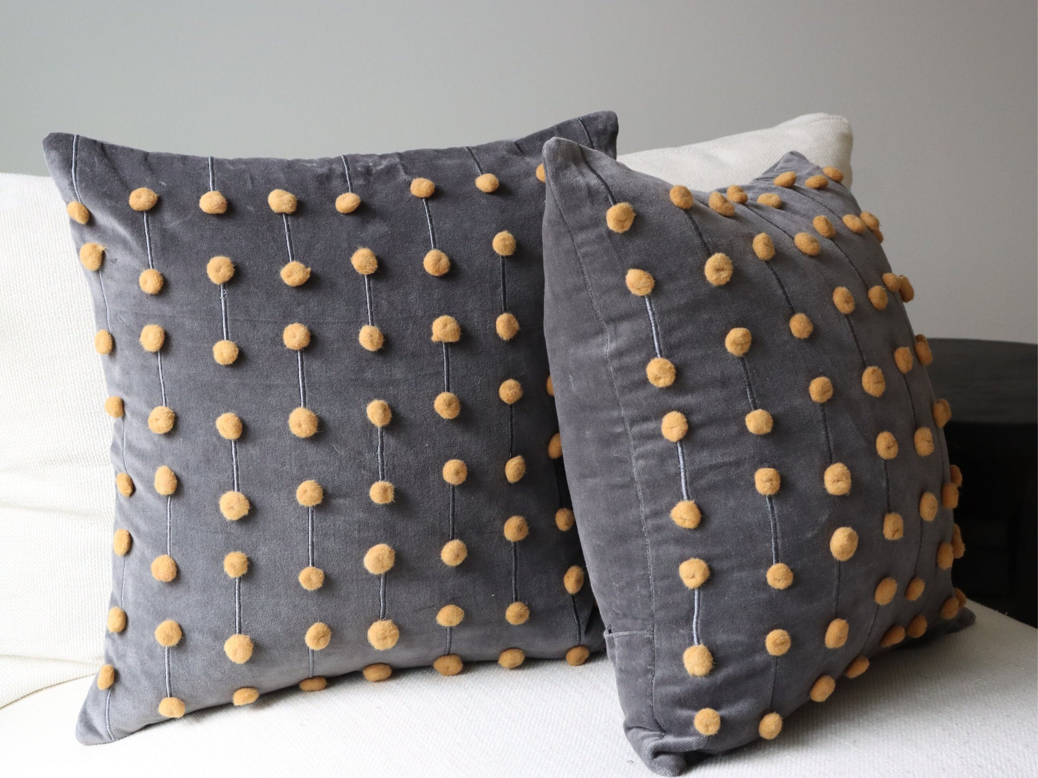 Gray and Yellow Velvet Embroidered Co...