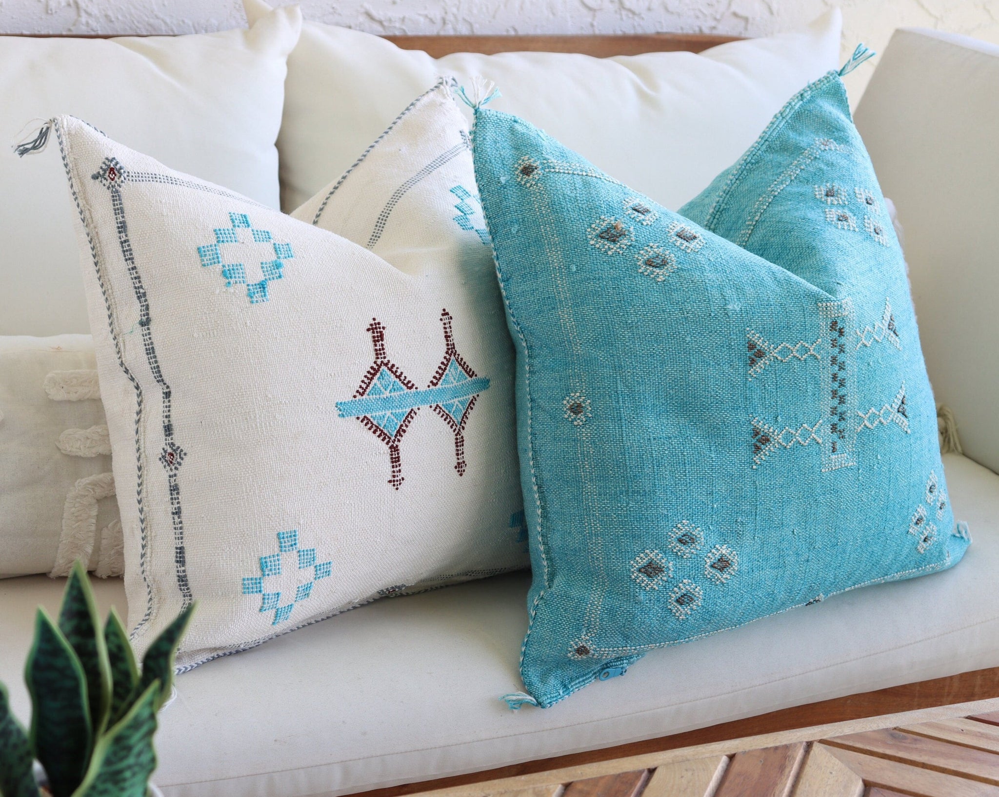 Cactus Silk Set Pillow Cover 20x20 Turquoise Only